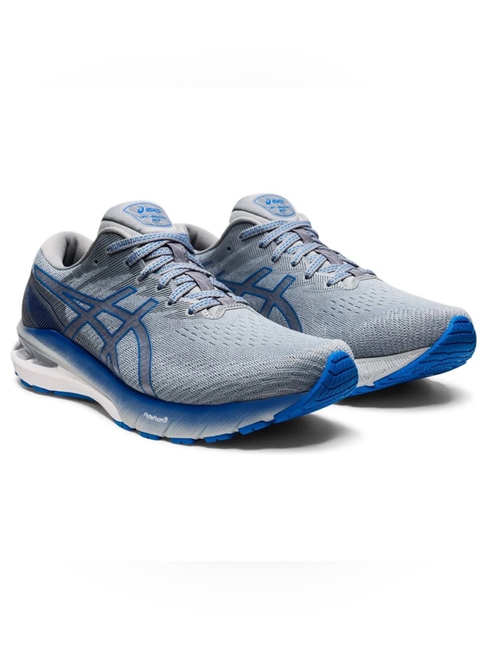 ASICS Light Gray & Blue Performance Running Shoes